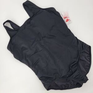 Lands End Womens Black One-Piece Tugless Low Leg Lined Swim Suit 20W NWT